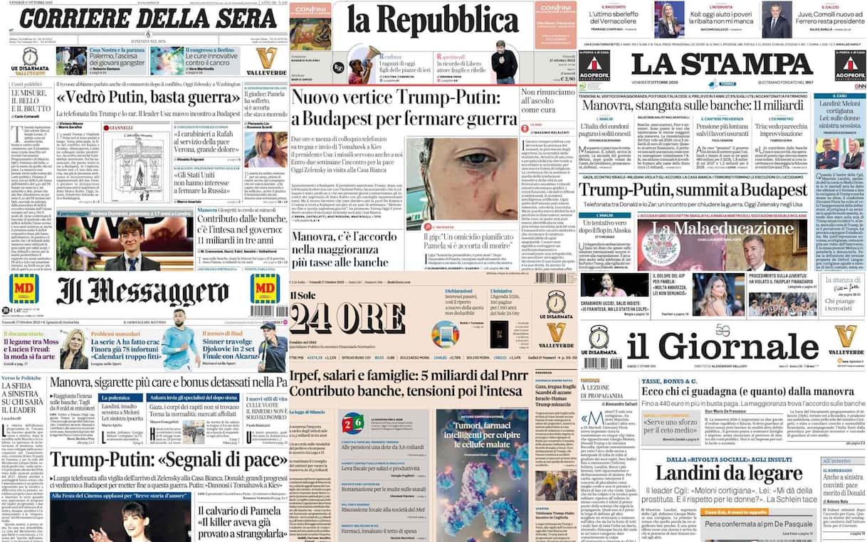 Le prime pagine dei quotidiani di oggi 17 ottobre: la rassegna stampa Le prime pagine dei quotidiani di oggi 17 ottobre: la rassegna stampa