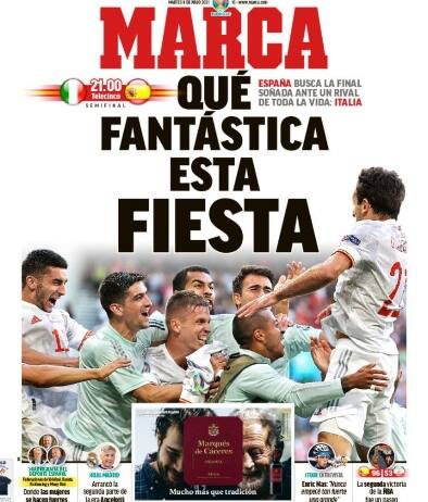 La prima pagina di Marca dedicata a Raffaella Carrà