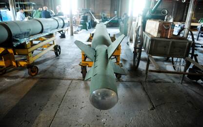 A view of a bunker buster bomb at the Watervliet Arsenal museum, on Monday, Sept. 30, 2013 in Watervliet, NY.  The museum will be shutting down for two years so work can be done on the exhibits.     (Photo by Paul Buckowski/Albany Times Union via Getty Images)