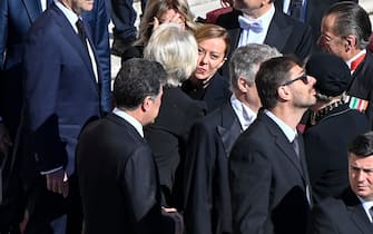 Italian Prime Minister Giorgia Meloni (R) with President of EU Commission, Ursula von der Leyen (L), attend the funeral Mass of Pope Francis in Saint Peter's Square in Vatican City, 26 April 2025. Pope Francis passed away on Easter Monday, 21 April 2025, at the age of 88.
ANSA/RICCARDO ANTIMIANI
(funerali, esequie, messa)