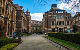 Courtyard in Downing site of the University of Cambridge England. The Downing Site houses many of the biomedical science departments and Museums