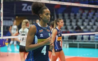 Zadar, Croatia, August 26th 2021 Sara Bonifacio (4 Italy) during warm up before CEV EuroVolley 2021 Women volleyball game between Italy v Switzerland - Kresimir Cosic Hall in Zadar, Croatia  (Photo by NENAD OPACIC/SPP/Sipa USA)