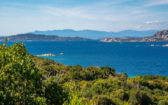 View of coastline near Palau town, Palau, Sardinia, Italy, Mediterranean, Europe