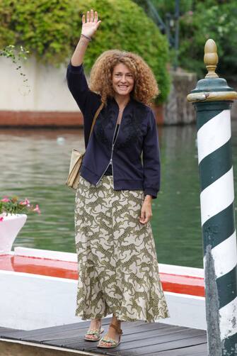 VENICE, ITALY - AUGUST 30: Ginevra Elkan arrives at the Hotel Excelsior pier for the 80th Venice International Film Festival 2023 on August 30, 2023 in Venice, Italy. (Photo by Pascal Le Segretain/Getty Images)