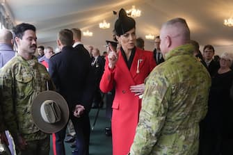 The Princess of Wales, meeting troops from the 5th Royal Australian Regiment (5RAR), who are currently in the UK helping to train the Ukrainian Armed Forces, during a visit to the 1st Battalion Welsh Guards at Combermere Barracks in Windsor, Berkshire. Picture date: Wednesday March 1, 2023.