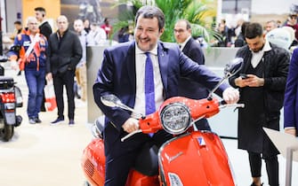 eicma Matteo Salvini attends the inauguration of the 110th edition of the EICMA Milan Motorcycle Show at Rho Fiera Milano in Milan, Italy, on November 5, 2024. (Photo by Alessandro Bremec/NurPhoto)