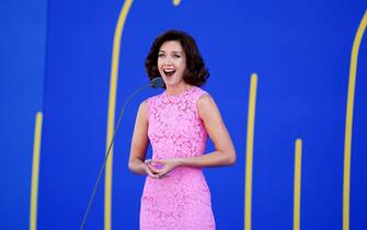Carly Paoli performs the Italian National Anthem during the Ryder Cup Opening Ceremony at the Marco Simone Golf and Country Club, Rome, Italy. Picture date: Thursday September 28, 2023.