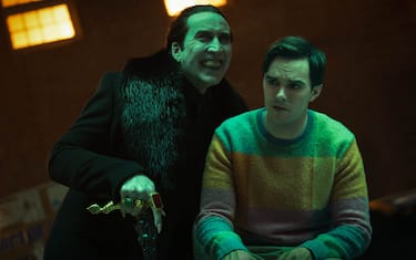 (from left) Dracula (Nicolas Cage) and Renfield (Nicholas Hoult) in Renfield, directed by Chris McKay.