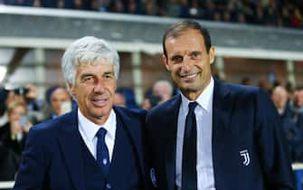 Atalanta head coach Gian Piero Gasperini and Juventus head coach Massimiliano Allegri during the Italian championship Serie A football match between Atalanta and Juventus on October 1, 2017 at the Atleti Azzurri d'Italia Stadium in Bergamo, Italy - Photo Morgese - Rossini / DPPI