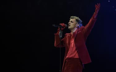 Achille Lauro performs during the â&#x80;&#x98;Unpluggedâ&#x80;&#x99; live concert on Febraury 17, 2023 at Auditorium Parco della Musica in Rome, Italy