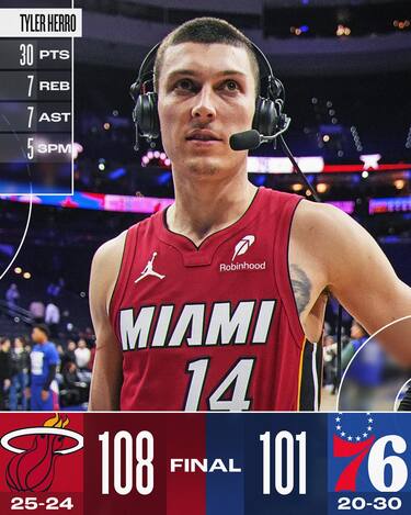 PHILADELPHIA 76ERS-MIAMI HEAT 101-108