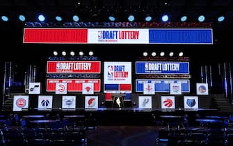 CHICAGO, IL - MAY 12 : A view of the stage during the 2024 NBA Draft Lottery on May 12, 2024 at McCormick Convention Center in Chicago, Illinois. NOTE TO USER: User expressly acknowledges and agrees that, by downloading and or using this photograph, User is consenting to the terms and conditions of the Getty Images License Agreement. Mandatory Copyright Notice: Copyright 2024 NBAE (Photo by Jeff Haynes/NBAE via Getty Images)
