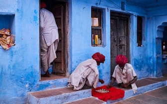 India, Rajasthan, Jodhpur, the blue city, game of draughts