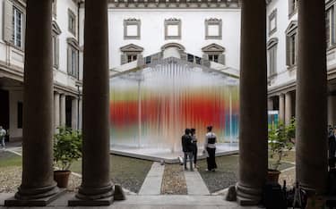 MILAN, ITALY - APRIL 15: Three people stand in front of the installation "Straordinaria" by Elica / we+ during the Milan Design Week 2024 at Palazzo Litta on April 15, 2024 in Milan, Italy. Every year, the Salone Internazionale del Mobile and Fuorisalone define the Milan Design Week, the world’s largest annual furniture and design event. Centered on principles of circular economy, reuse, and sustainable practices and materials, the Fuorisalone’s 24 theme: “Materia Natura”, seeks to foster a culture of mindful design. (Photo by Emanuele Cremaschi/Getty Images)