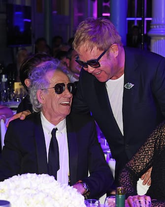 LONDON, ENGLAND - SEPTEMBER 08:  Keith Richards (L) and Sir Elton John attend the GQ Men Of The Year Awards at The Royal Opera House on September 8, 2015 in London, England.  (Photo by David M. Benett/Dave Benett/Getty Images)