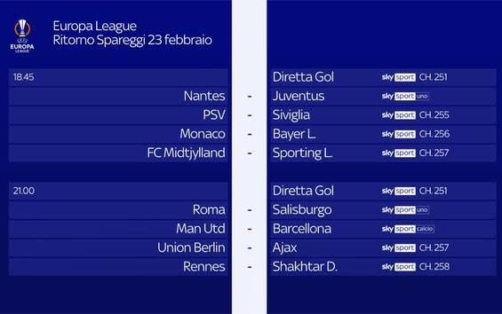 Europa League le partite degli spareggi: calendario e orari Sky Sport