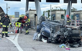 Rosignano, Livorno, casello autostradale Incidente mortale, 3 vittime . ANSA/NOVI