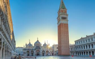 San Marco Square at sunrise in Venice, Italy