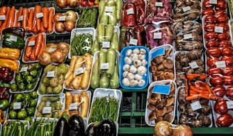 Great variety of vegetables exposed on the green iron grid. They are divided into portions in trays and packed with plastic. You can see carrots, tomatoes, mushrooms, zucchini, green bean, scarlet eggplant, red peppers, greens and yellows, aubergine, onion, cucumis anguria, baronness potato, okra and yam. In the Public Market of Curitiba.
Curitiba, Parana state, Brazil
January 22 , 2017