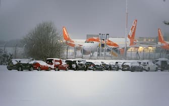 The scene at Liverpool John Lennon Airport in Liverpool. Heavy overnight snow is causing disruption across the UK as the cold start to the new year continues. Picture date: Sunday January 5, 2025.