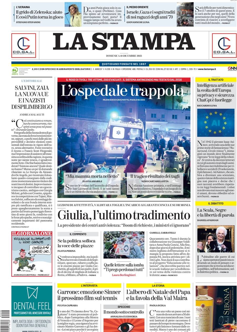 Le Prime Pagine Dei Quotidiani Di Oggi 10 Dicembre: La Rassegna Stampa ...