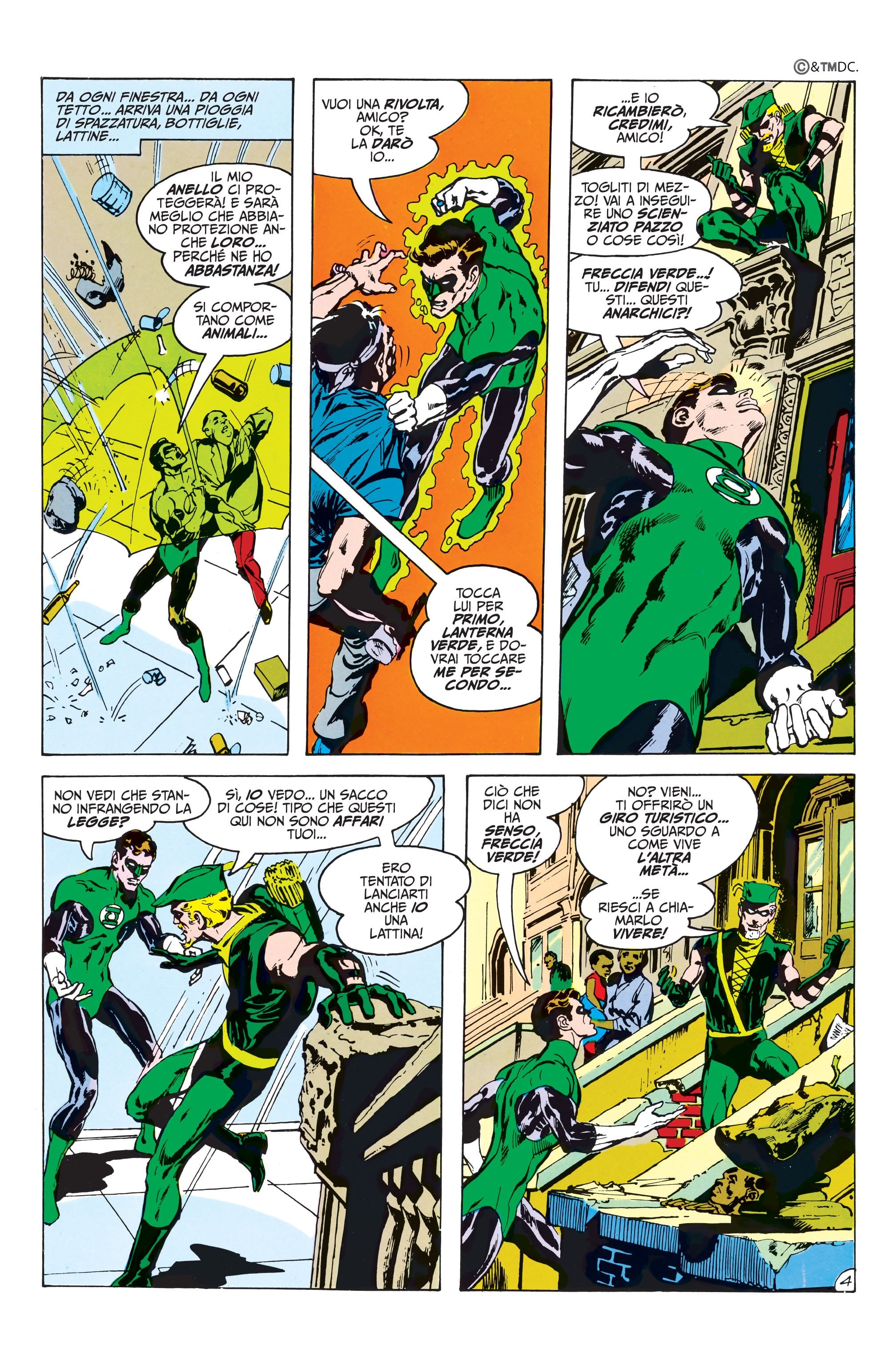 Una tavola tratta da Lanterna Verde/Freccia Verde di Dennis O'Neil e Neal Adams