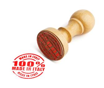 a100% MADE IN ITALYaA rubber stamp. Clipping path on rubber stamp.