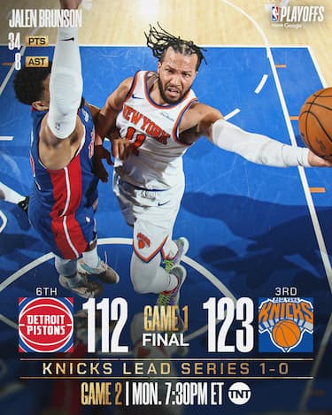NEW YORK KNICKS-DETROIT PISTONS GARA-1 123-112 (serie 1-0)