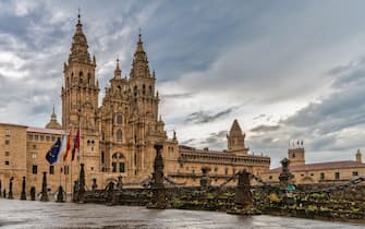 Panoramic view of the Cathedral of Santiago de Compostela