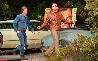 Brad Pitt and Leonardo DiCaprio star in ONCE UOPN A TIME IN HOLLYWOOD.