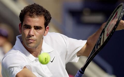 FLM15 - 20010908 - FLUSHING MEADOWS, NEW YORK, UNITED STATES : Tenth seeded Pete Sampras of the US hits a backhand return to third seeded Marat Safin of Russia during their semi-finals match at the US Open in Flushing Meadows, New York, 08 September 2001. 
EPA PHOTO           AFPI/STAN HONDA/utz/hm