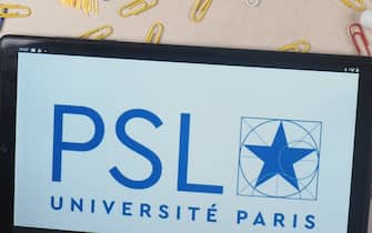 GERMANY - 2023/03/24: In this photo illustration, a Université PSL logo seen displayed on a tablet. (Photo Illustration by Igor Golovniov/SOPA Images/LightRocket via Getty Images)