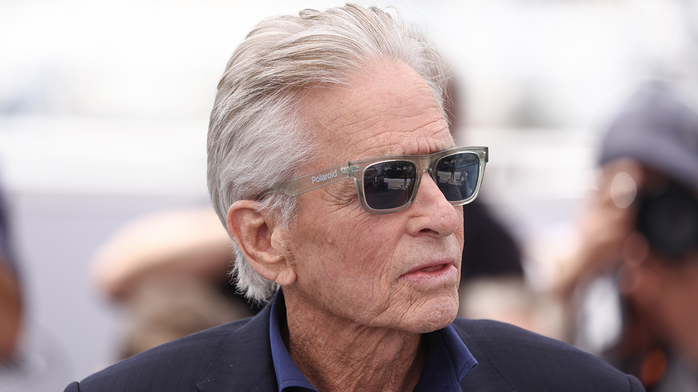 CANNES, FRANCE - MAY 16: Michael Douglas attends a photocall as he receives an honorary Plme D'Or at the 76th annual Cannes film festival at Palais des Festivals on May 16, 2023 in Cannes, France. (Photo by Mike Marsland/WireImage)