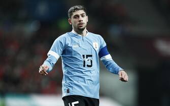 epa10547086 Uruguay's Federico Valverde reacts during a soccer friendly match between South Korea vs Uruguay at Sangam World Cup Stadium in Seoul, South Korea, 28 March 2023. Uruguay won the match with a score of 2-1.  EPA/JEON HEON-KYUN