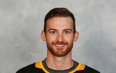 CRANBERRY TOWNSHIP, PA "u2013 SEPTEMBER 12:  Adam Johnson of the Pittsburgh Penguins poses for his official headshot for the 2019-2020 season on September 12, 2019 at the UPMC Lemieux Sports Complex in Cranberry Township, Pennsylvania. (Photo by Joe Sargent/NHLI via Getty Images)*** Local Caption ***