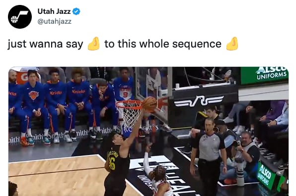 Il tweet degli Utah Jazz