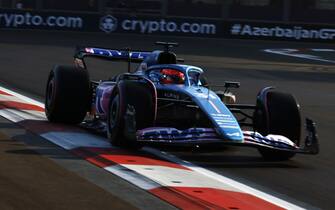 BAKU CITY CIRCUIT, AZERBAIJAN - APRIL 28: Esteban Ocon, Alpine A523 during the Azerbaijan GP at Baku City Circuit on Friday April 28, 2023 in Baku, Azerbaijan. (Photo by Andrew Ferraro / LAT Images)