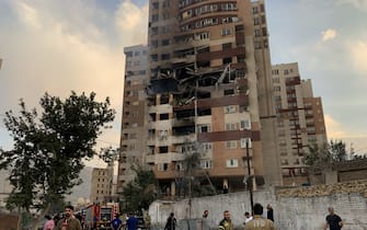 TEHRAN, IRAN - JUNE 13: A view of a damaged building in the Iranian capital, Tehran, following an attack, on June 13, 2025. Israeli Defense Minister Israel Katz has announced that Israel conducted strikes on Iran. (Photo by Fatemeh Bahrami/Anadolu via Getty Images)