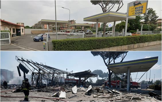 Esplosione a Roma, incendio in distributore di benzina. FOTO