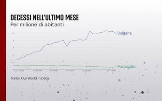 Grafiche coronavirus: decessi nell'ultimo mese