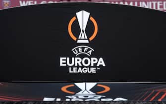 epa10874605 The UEFA Europa League logo is seen at West Ham United s London Stadium ahead of the UEFA Europa League soccer match between West Ham United and Backa Topola in London, Britain, 21 September 2023.  EPA/ANDY RAIN