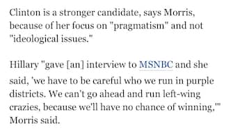L'architetto della strategia di Hillary sarebbe proprio il marito Bill: “Solo lui nell’inner circle di Hillary è in grado di mettere a punto una strategia vincente, pragmatica e non ideologica”, spiega Morris