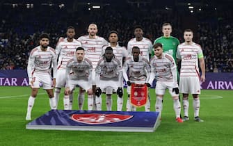 epa11845257 Players of Stade Brest pose prior to the UEFA Champions League league phase match between Shaktar Donetsk and Stade Brest, in Gelsenkirchen, Germany, 22 January 2025.  EPA/CHRISTOPHER NEUNDORF
