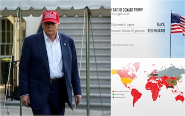 donald trump e due grafiche di numeri