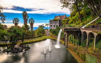 Fountain in the Monte Palace garden located in Funchal, Madeira island, Portugal