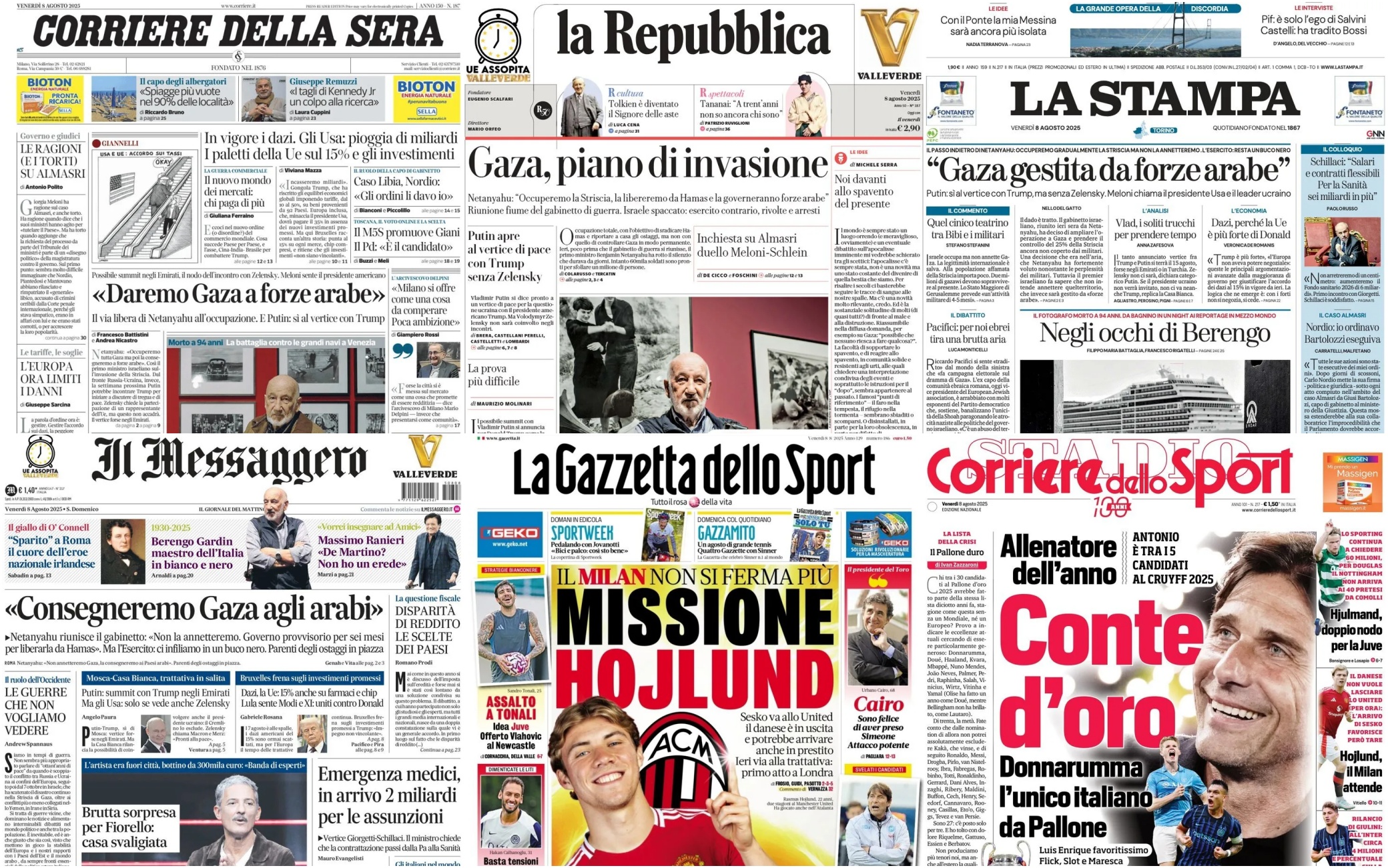 rassegna stampa dei quotidiani di oggi
