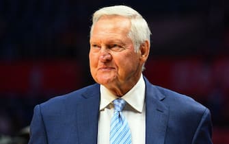 LOS ANGELES, CA - APRIL 18: Executive board member of the Los Angeles Clippers Jerry West looks on before game three of the first round of the 2019 NBA Playoffs between the Golden State Warriors and the Los Angeles Clippers on April 18, 2019 at Staples Center in Las Angeles, CA.(Photo by Brian Rothmuller/Icon Sportswire via Getty Images)