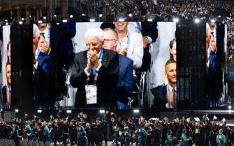 Mattarella Il presidente della Repubblica, Sergio Mattarella, durante la Cerimonia d'apertura dei Giochi Paralimpici di Parigi 2024, 28 agosto 2024. ANSA/Uff stampa Quirinale + UFFICIO STAMPA, PRESS OFFICE, HANDOUT PHOTO, NO SALES, EDITORIAL USE ONLY + NPK