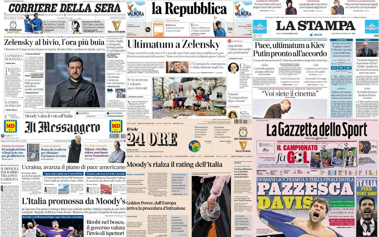 Le prime pagine dei quotidiani di oggi 22 novembre: la rassegna stampa