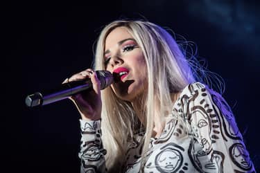 Italian singer and rapper Claudia Judith Nahum known as Baby K performs live on stage at Fabrique Milano. Milan (Italy), March 28th, 2019 (photo by Elena Di Vincenzo/Archivio Elena Di Vincenzo/Mondadori via Getty Images)